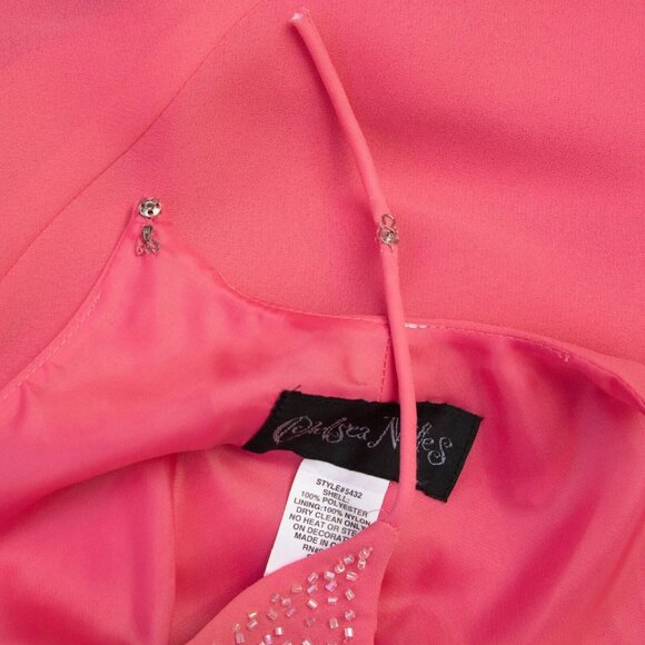 Vtg 90s Chelsea Nites Slip Dress 8 Beaded Salmon Pink Spaghetti Straps Gown Y2K - Picture 6 of 8